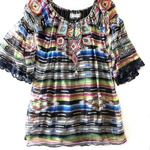 Vintage Collection Dress‎ M Medium Western Embroidered Tribal Lace